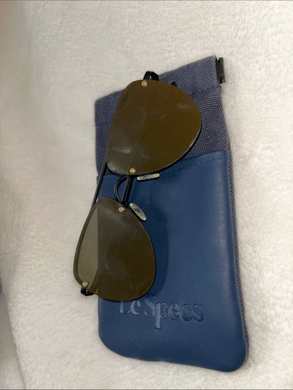 Le Specs Black Aviator Sunglasses with Navy Case